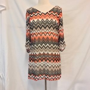 Lily Rose Printed Long Sleeve Shift Dress Size XS